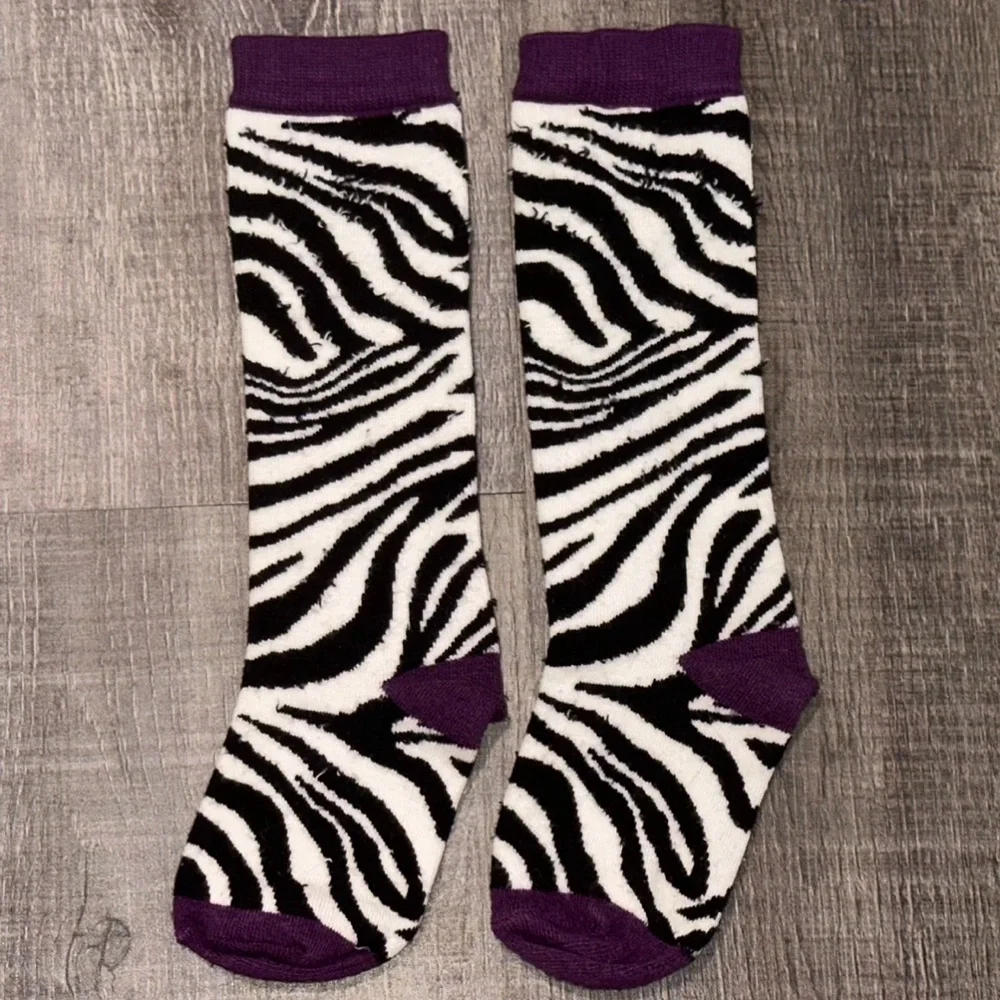 💞 Little Girl One Size Knee High Zebra Print Socks